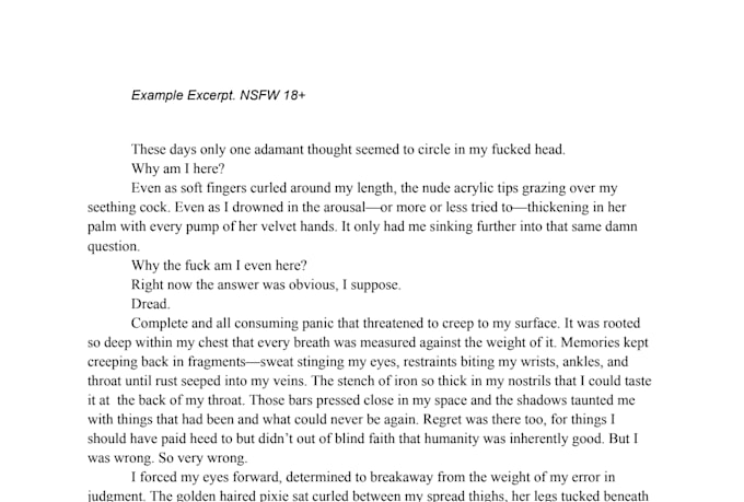 ghostwrite romance novels, chapters, and spicy scenes